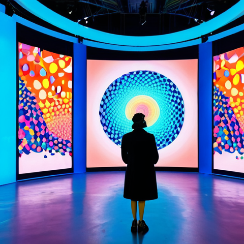 Digital Art Exhibition**
"A visitor, fully clothed in fashionable Parisian attire, stands in front of an immersive digital art installation at La Gaîté Lyrique in Paris. The installation features vibrant colors and abstract shapes. The scene is well-lit, showcasing the interaction between technology and art. Safe for work, appropriate content, professional photography, perfect anatomy, natural proportions, modest."
**