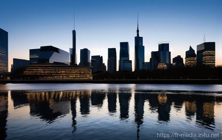 미디어의 정치적 경제학 - **Media Giants' Influence**
A wide-angle, low-angle shot of a sprawling, modern European city sk...