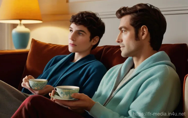 미디어 기업의 시장 전략 - **Prompt 1: The Binge-Watching Immersion**
"A cozy and slightly dimmed modern French living room...