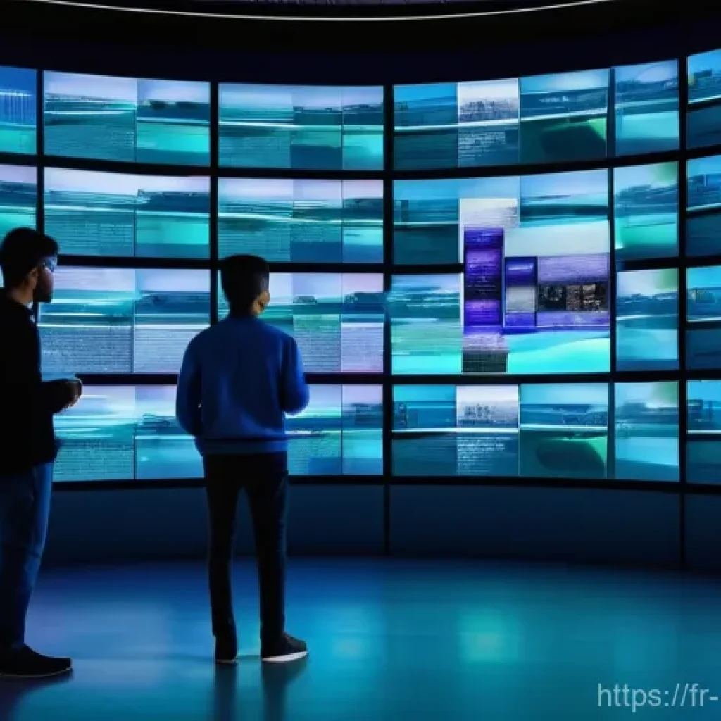 미디어와 기업 문화 - **Prompt:** A dynamic, futuristic scene depicting the convergence of traditional and digital media, ...