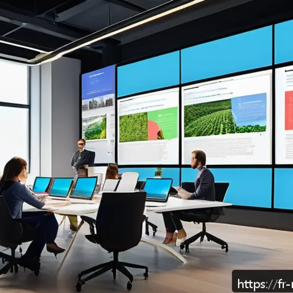 미디어 분석 도구 - A modern digital marketing office scene showing a diverse team of professionals analyzing audience d...